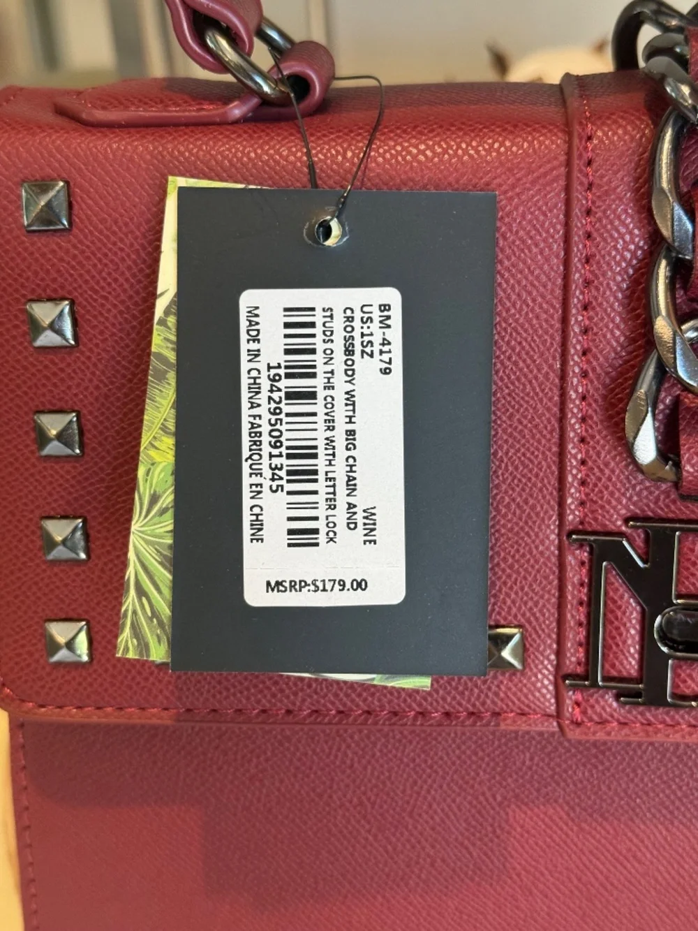 Badgley Mischka Top Handle Satchel/Crossbody - Wine - Picture 3 of 3